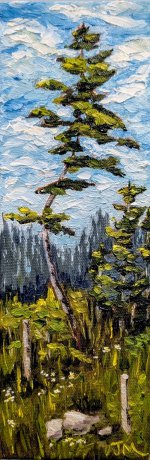 Painting Standing crooked Oil on Gallery Wrapped Canvas