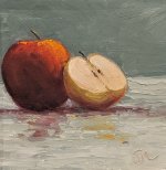 Painting Apple sliced Oil on Canvas