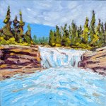 Painting Sheep River Falls (Framed) Oil on Canvas